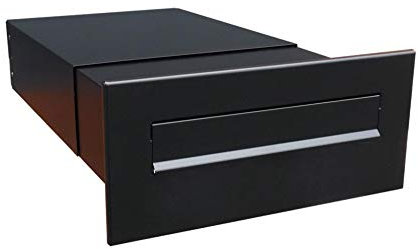 B-042 Cassetta postale bifamiliare passante a muro senza targhetta portanome color nero (RAL 9005) (profondità: 39-62 cm) - LETTERBOX24.de