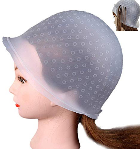 JAWSEU Wiederverwendbare Silikon Hervorhebung Kappe Silikon Kappe mit Metall Haar Haken für das Färben von Haaren, Leicht zu Reinigen Haarfärbemittel für den Salon und Heimgebrauch