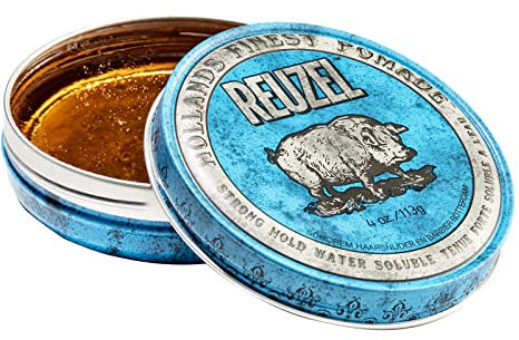 Reuzel Blue Strong Hold Pomade,Strong Hold Pomade For High Shine Look Water Soluble With A Vanilla Scent 4oz/113g
