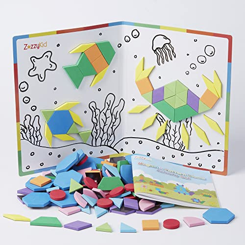 ZazzyKid Tangram Magnetisch Magnet Puzzle Kinder: 216 PCS Travel Tangram - STEM