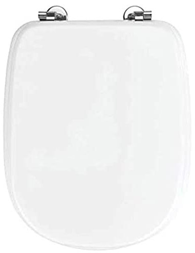 WENKO WC-Sitz Sianna, Toilettensitz aus feuchtigkeitsresistentem, porenfreiem MDF, Befestigung aus rostfreiem Edelstahl, für WC Ideal Standard Tesi, Roca Dama & viele handelsübliche Keramiken, Weiß