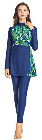 Bescheidener Badeanzug Badeanzug für Frauen Hijab Full Coverage Swimming Beachwear Langarm-Surfanzug（X3，XL）