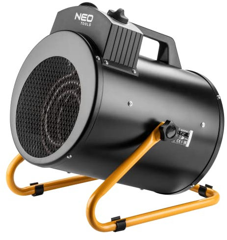 NEO TOOLS Industrial Electric Heater 3KW IPX4 5000W Air Flow 366m3/h with Fan Adjustable Thermostat Insulated Handle