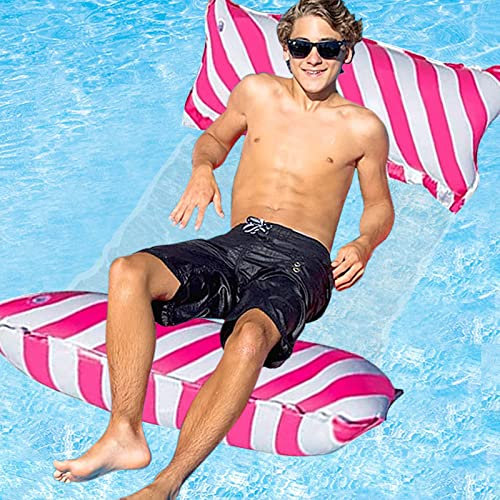 JOKILY Amaca gonfiabile per acqua, amaca da nuoto, 4 in 1, materassino galleggiante, sedia da spiaggia, per piscina gonfiabile per adulti e bambini (rosso)