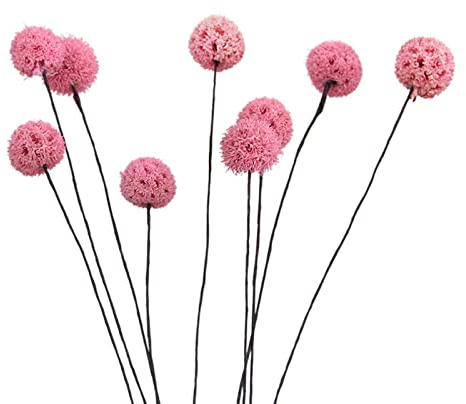 Fofetbfo 30 Stück getrocknete Craspedia Billy Kugeln Blumen 45,7 cm künstliche Globosa getrocknete Blumen mit langen Stielen, rosa Billy Knöpfe, Blumenstrauß für Büro, Party, DIY, Hochzeit, blaues