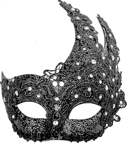 Halloween masquerade mask Venetian rhinestone lace half face Fashion lace couple masquerade mask Halloween/party/ball/carnival (Black)