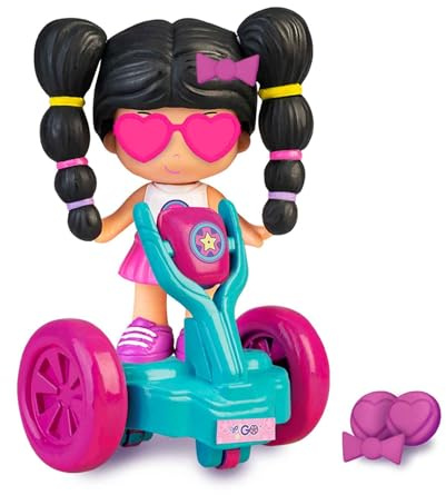PIN Y PON Let's Go, Segway, Set de Juguete, 1 Mini Figura de una muñeca Pop&Swap y un vehículo de Transporte, con Decoraciones flúor y 2 Accesorios, para niños y niñas Desde 4 años, Famosa (PNY23000)