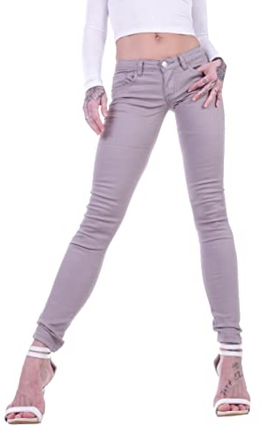 Hüftjeans Damen Hosen Treggings Jeans Grau Jeggings Damen-Hose-n Jeans-Hose-n Army Camouflage Hüft-Hose-n Niedrige-r Leib-Höhe Bund Stretchjeans Stretch-Hose-n Skinny Röhrenjeans Gr Sexy Grau S 36