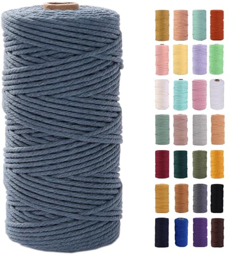 MAOQIAN Makramee-Schnur, 3 mm x 90 m, farbiges Baumwollseil, Bunte Baumwollschnur, weiche Bastelschnur zum Aufhängen an der Wand, Pflanzenaufhänger, Basteln, dekorative Projekte