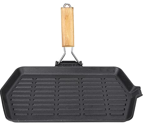 Poêles à Gril Antiadhésives, Poêle à Gril En Fonte, Poêle à Gril Pour Poêle De Camping, Poignée Pliante Pour la Cuisine à Domicile Et le Camp