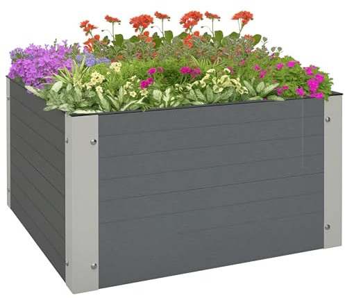 Outsunny Hochbeet mit Offenem Boden für Garten Balkon 60 x 60 x 30 cm Grau | Blumenkasten, Pflanzkasten, Kräuterbeet