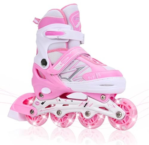 DUZSKJ Verstellbare Inline Skates für Kinder Jungen und Mädchen mit beleuchteten Rädern, Einstellbare Outdoor-Kinder-Rollschuhe für Mädchen und Jungen