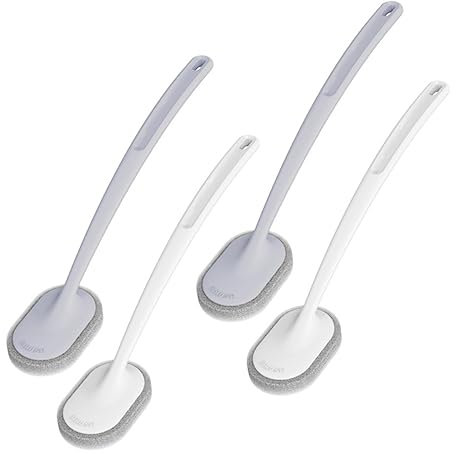 MAGICLULU Escobillas para Baño 4 Estropajos Mango Largo Cepillo Limpieza WC Bañera y Suelo