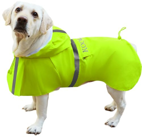 Regenmantel für große Hunde, wasserdicht, für mittelgroße und große Hunde, Neongrün, Größe 6XL