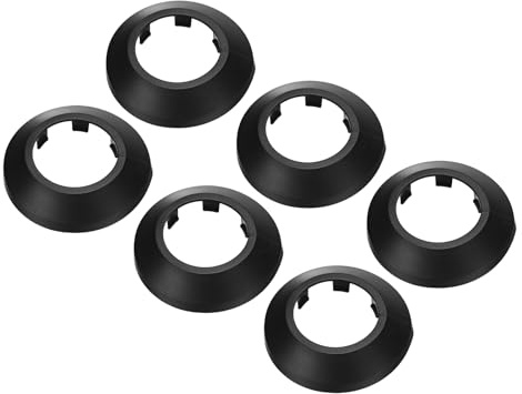PATIKIL Cache Tuyau Radiateur, 6pcs Manchons de Tuyaux d'Eau en Plastique PP pour 1,26/32mm, Décoration Écussons Coffrage Rosace Tuyau Chauffage Plomberie Chaudière Poêle Mural, Noir