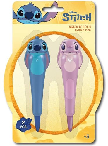Set de 2 Bolígrafos Decorativos con Diseño de Stitch, Tinta Suave y Cuerpo Ergonómico para Escritura Escolar, Oficina o Regalo Infantil Original