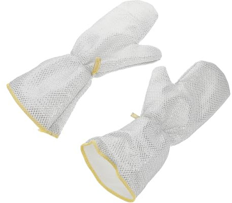 PACKOVE 2pcs Wire Mesh Dishwashing Non Slip Reusable Cleaning Gloves for Kitchen Food Handling Water Resistant