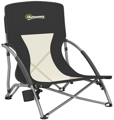 Outsunny Chaise de Plage Pliable Légère 2,2 kg Noir