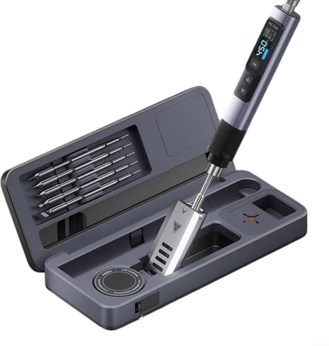 Station de soudage intelligente HS-02A/HS-02B - Boîtier en alliage d'aluminium CNC 100 W - Écran couleur IPS de 0,96 - Étainage 2S et protection ESD - Comprend boîte de rangement + embouts (option A