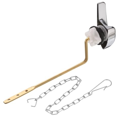 sourcing map Side Mount Universal Toilet Handle Replacement Kit with Chain, Toilet Tank Lever Flush Handle, 113 Silver