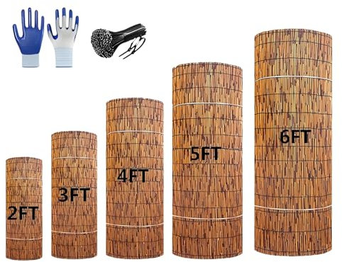Cannette Bamboo Pelato Recinzione Giardino Esterno 30cm 50cm 60cm 80cm 100cm 120cm 150cm 160cm 180cm Alto Per Copertura Recinzione Giardino Ringhiera Balcone In Bamboo(Marrone)
