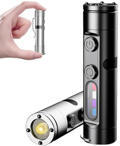 Taclite Mini - La última micro herramienta diaria, linterna táctica LED magnética súper brillante recargable con clip para sombrero, 9 modos de mini linternas de camping, linternas LED impermeables