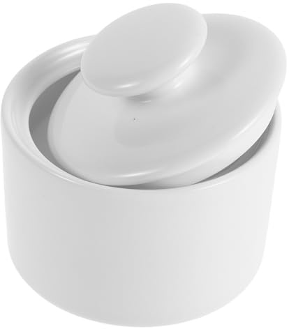 CIYODO Contenitore Per Zucchero in Ceramica Bianca Distributore Con Coperchio Barattolo Per Conservazione Di Cibo Biscotti e Cereali Per Cucina e Bancone