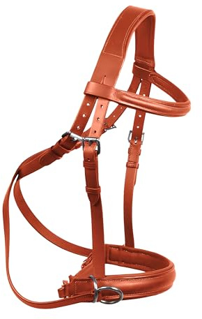 Wonder Care Genuine English Leather Crossover Crossunder Bitless Bridle for Horse Headstall with Reins