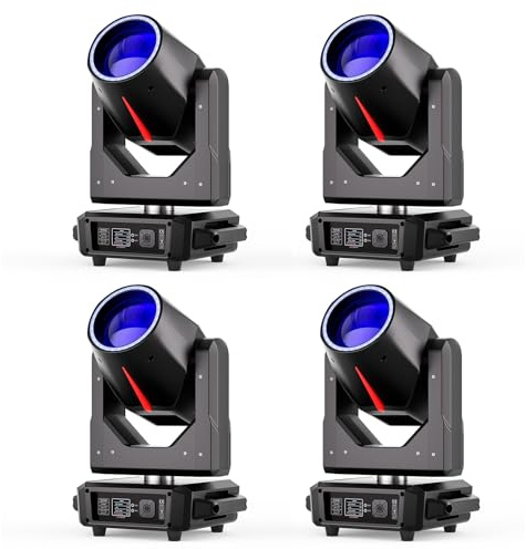 380W LED Beam Luces de Escenario Cabeza Móvil, RGBW 14 Motivos 15 Colores Juegos de Luz con Halo DMX512 Iluminación Profesional Enfoque Electrónica para Teatro Disco Bar DJ 4PCS