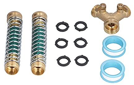 Cucciole di tubo a 2 vie in ottone pesante in ottone anticorrosivo perdite connettore tubo con le lavatrici in gomma per protezione per tubo per il di irrigazione giardino