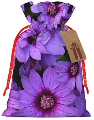 Sacchetti regalo in iuta con stampa di fiori di giglio viola, sacchetti regalo con coulisse, per matrimoni/feste/festival/stoccaggio