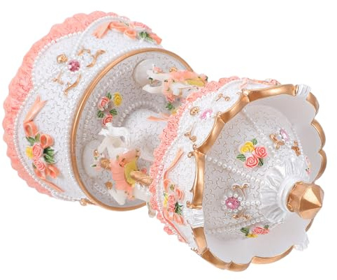TOYANDONA Spieluhr Elegante Tischdekoration Vintage Karussell aus Kunstharz und Farbwechselnden LED Lichtern mit Drehbarem Pferd für Weihnachts und Geburtstagsfeiern
