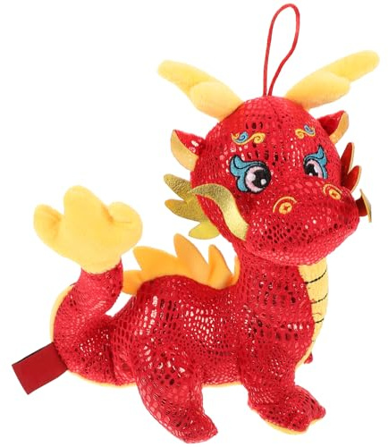MUSISALY Peluche Dragon Chinois 25 Cm Rouge et Or en Peluche Zodiaque Année du Dragon Présent Culture Traditionnelle pour Garçon et Filles et Collectionneurs