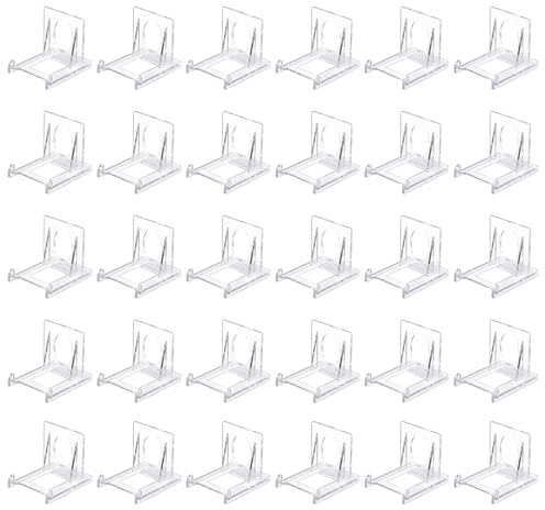 30 Présentoirs Acryliques pour Assiettes, Livres et Cadres Photo | Supports transparents en acrylique pour assiettes, livres et cadres photo, sur une surface plane à la maison ou en vitrine.