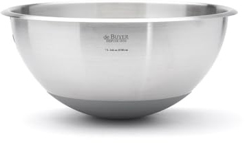 de Buyer - Halbkugelförmige Schlagschüssel aus Edelstahl mit Silikonboden - Durchmesser 30 cm - 3373.30, Silber