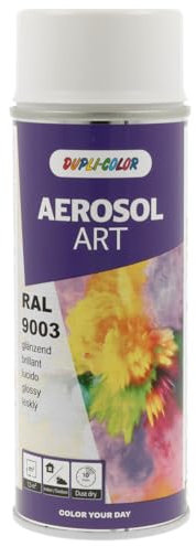 DUPLI-COLOR AEROSOL ART RAL 9003 signalweiß glänzend 400 ml, Spraylack für vielseitigen Einsatz, schnelltrocknend, hohe Deckkraft, für Innen- und Außenbereiche geeignet