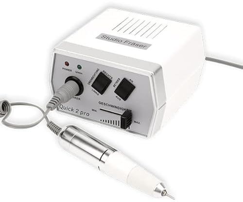 Emmi Nail Fräser Quick 2 Pro – Elektrischer Nagelfräser für Gelnägel & Lack – Nagelfeile mit 4 Bits, 20.000 U/Min, Vor-/Rücklauf, Schnellspannsystem, leise & vibrationsarm für Maniküre & Pediküre
