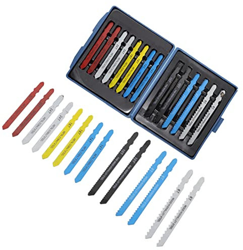 14pc Jigsaw Blade Set T Shank Fitting Jig Saw Metal Plastic Wood Blades TE750