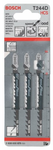 Bosch Professional 3 x Lame per seghetto alternativo T 244 D Speed for Wood (per Legno tenero, curved cut, accessorio Seghetto alternativo)
