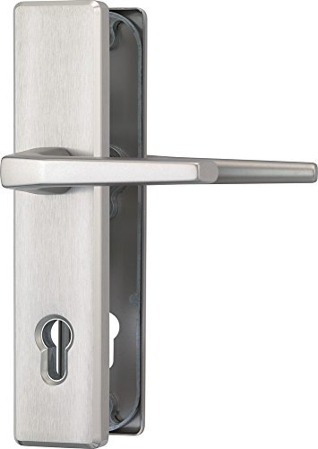 ABUS Türschutzbeschlag HLS214 F9 - für Haustüren mit einem Zylinderüberstand von 15 mm - mit beidseitiger Türklinke - Edelstahl
