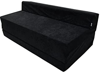 Natalia Spzoo Materasso Pieghevole 200x120 cm - Materasso Ospiti Premium in Schiuma, Fodera Lavabile, Ideale per Camper e Ospiti, Confortevole e Versatile (Nero)