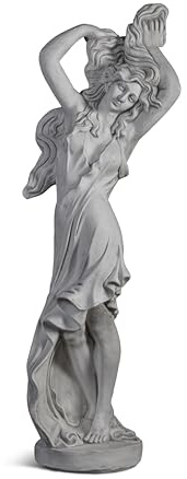 gartendekoparadies.de Weibliche Statue der Hera, Steinfigur, H. 153 cm, 121 kg, Grau, frostsicher aus Steinguss für Außenbereich
