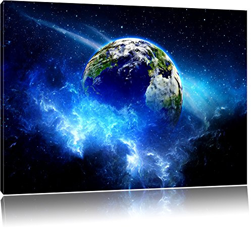 Pixxprint Planet Erde, Größe: 120x80cm, Leinwandbild, fertig gespannt, Wandbild, Dekoration, Kunstdruck, kein Poster