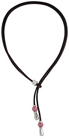 Beau Soleil Jewelry Läderkedja halskedja läderband-kedja individuellt bärbar e silverpläterad, colore: BRUN, cod. K256