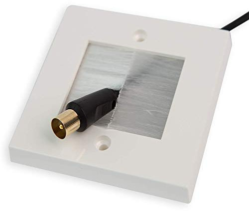 G-PLUG Cable Pass Through Wall Plate Faceplate with Brush – White Single Gang Cover for HDMI, TV, Ethernet, Speaker Wires – Easy to Install, Clean Cable Management Solution