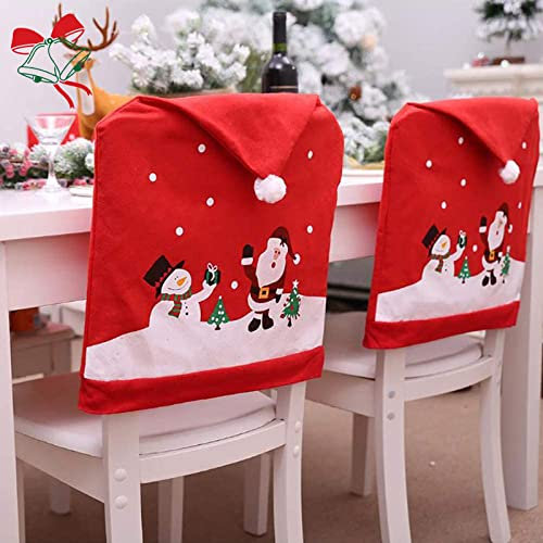 Acxilexy 2 Stück Weihnacht Ornamente Stuhlhussen, Stuhlhusse Dekoration für Weihnachtsfeiertags Festlichen Hochzeit, Schneemann Muster Weihnachten Stuhl Bezüge Dekoration Abnehmbare