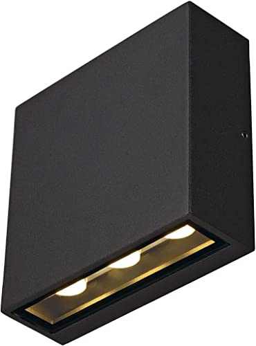 SLV Wandaufbauleuchte BIG QUAD UP/DOWN/Beleuchtung für Wände, Wege, Eingänge, LED Spot außen, Aufbau-Leuchte Outdoor, Gartenlampe / IP54 3000K 8.2W 640lm anthrazit, 1005126