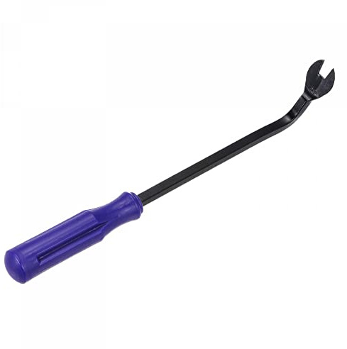 sourcing map 6 Inch All-Purpose Black Oxide Manganese Steel Fastener Remover Clip Removal Tool with Blue Plastic Handle, for Window Door Panel, Rivet