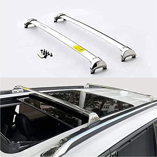 YHQKJ Auto Dachträger Crossbar für Jeep Compass 2017 2018 2019 2020, Aluminium Autodachträger Querträger Schlossstangen Fahrrad Dachträger DachgepäCkträGer Relingträger Dachfrachtstangen Zubehör