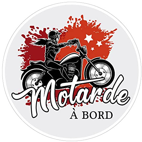 Sticker Voiture Motard. Autocollant Voiture Motarde à Bord (J0162). Adhésif pour Le véhicule, diamètre 13 cm